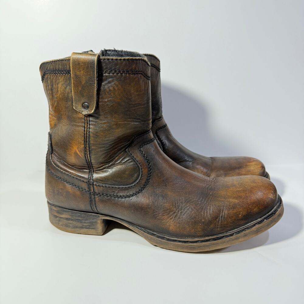 Bedstü Men’s Leather Side Zip Work Cowboy Moto Riding Comfort Boots 11